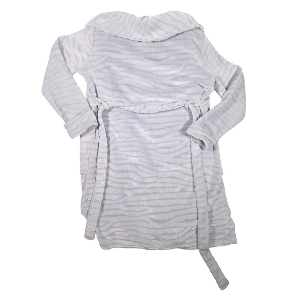 Nine West Sleepwear Women XL Plush Robe Zebra Stripe Shawl Collar Belted - Picture 3 of 5